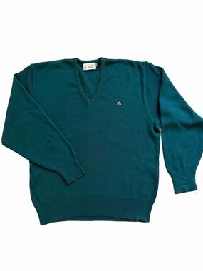 Vintage Arnold Palmer Teal V-Neck Sweater Size 40 Grandpacore Golf Preppy Top